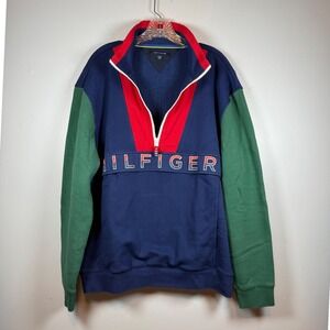 Vintage Tommy Hilfiger Anorak Pullover Sweatshirt, Kangaroo Pocket, Size XXL